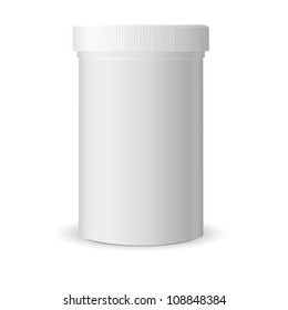 Blank medicine bottle vector illustration. Package of drugs