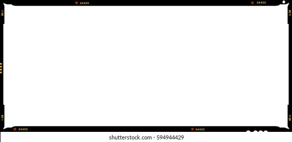 Blank medium format panorama negative picture frame,with free copy space, isolated on white background, 