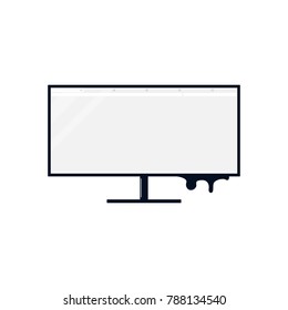 Blank melting computer monitor.Display with web browser