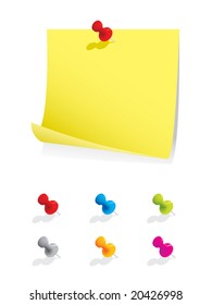 Blank memo paper with colourful pins