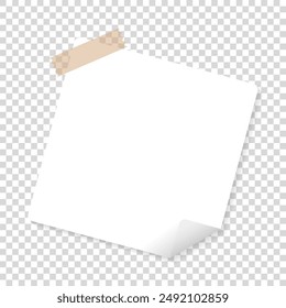 Blank memo paper frame isolated on transparent background