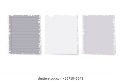 Blank memo papers with torn edges. Ideal for reminders, lists, or background designs.