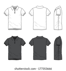 Blank Men's Polo T-shirt With Zip Neck In Front