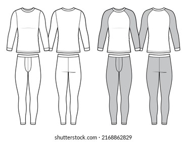 Blank men's sleepwear in front, back views.