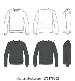 Blank Men's sweatshirt in front, back and side views