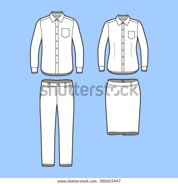 Blank Mens Womens Clothing Set White Stock Vector (Royalty Free ...