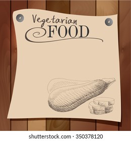 Blank menu with a monochrome picture zucchini. Vector illustration.
