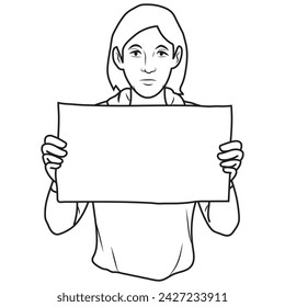 A blank message from a woman in outline and vector format.