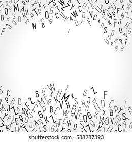 Blank messy lettering background with space for your text. Educational alphabetic design template applicable for covers, placards and posters. Monochrome vector illustration EPS 10.