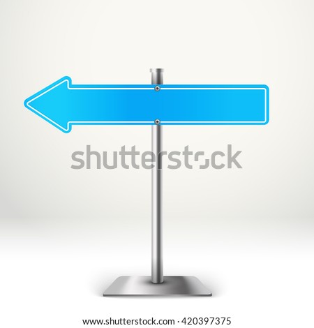 Blank metal arrow board. Template for a text. Direction to the left