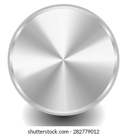 Blank metal, metallic circle plate or disc with conical gradient. Vector illustration.