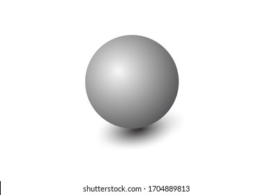Blank metal sphere isolated on white background. Vector illustration of realistic 3d gray ball with shadow.