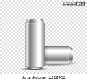 blank metallic cans for design uses, isolated transparent background, 3d illustration