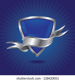 Blank Metallic Shield EPS 8 vector, no open shapes or paths. Grouped for easy editing.