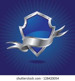 Blank Metallic Shield EPS 8 vector, no open shapes or paths. Grouped for easy editing.