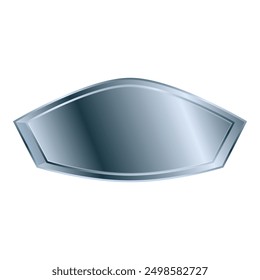 Blank metallic silver shield plaque is reflecting light, representing protection and security