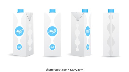 Blank Milk Carton Vector Illustrations For Mockup