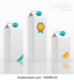 Blank milk or juice pack â?? 3 different sizes. 3d vector illustration.