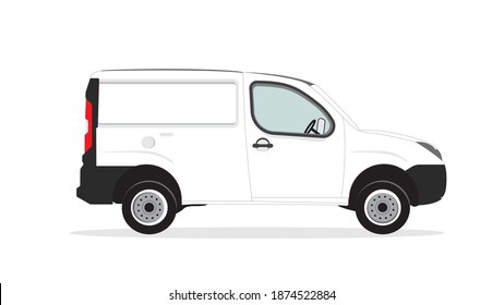 Blank mini cargo car template isolated on white. Cargo Van for Mock up design and brand identity. Advertising Car blank surface. Easy to edit vehicle layout