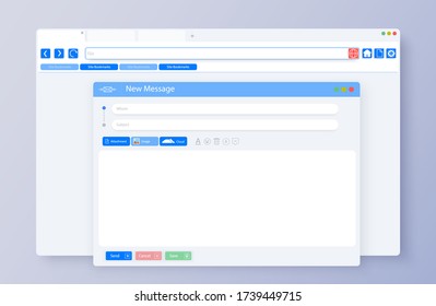 Blank Minimal Browser Window For Computer. Mockup For Responsive Web Design. Email Message Window. Mail App Interface. Vector Illustration