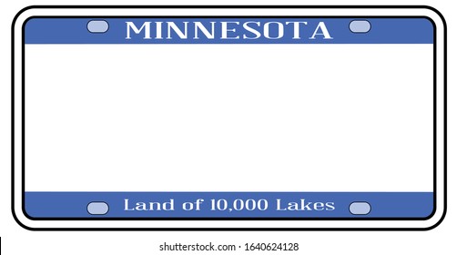 Blank Minnesota state license plate in the colors of the state flag over a white background