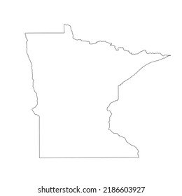 Blank Minnesota vector map silhouette illustration isolated on white background. High detailed illustration. United state of America country. Empty editable Minnesota line contour map.