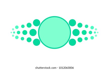 Blank mint green circle decorated by dark to light circles on either side.