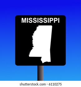 Blank Mississippi highway sign on blue illustration