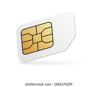 Blank mobile SIM card. Realistic cellular phone card.