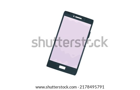 Blank mobile smartphone clipart. Simple mobile smart phone watercolor style vector illustration isolated on white background. Cellphone cartoon hand drawn doodle style. Office supplies drawing