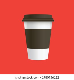 Blank Mock up coffee cup with label . Paper coffee cup. Vector.