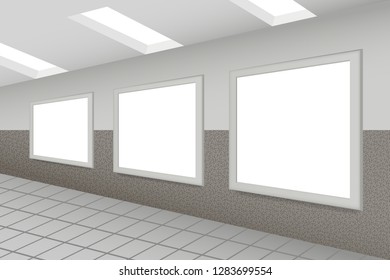 Blank mock up light box in subway station, Billboard banner for advertising vector esp10