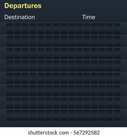 Blank mockup flights scoreboard. Blank scoreboard airport. Destination information display board. Vector illustration 