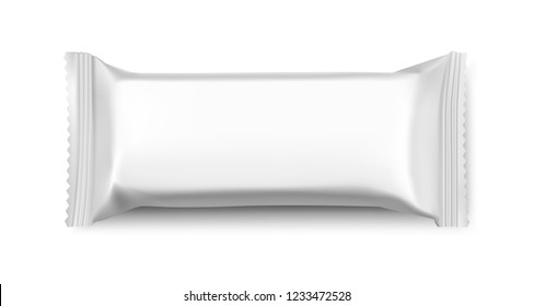 Blank mockup of flow pack. Vector illustration isolated on white background. It can be used in the adv, promo, package, etc. EPS10. - Shutterstock ID 1233472528