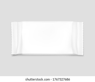 Blank mockup of flow pack. Vector illustration on grey background. It can be used in the adv, promo, package, etc. EPS10.	