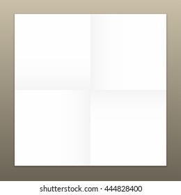 Blank mockup white folded papers on gold background. Realistic vector EPS10 illustration.