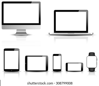 blank modern digital devices vector isolated