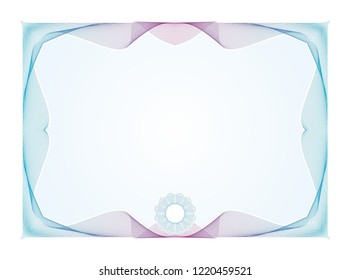 Blank Modern Guilloche frame and border with colorful design, suitable for certificate, banner, invitation, menu, wedding, and other 