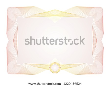 Blank Modern Guilloche frame and border with colorful design, suitable for certificate, banner, invitation, menu, wedding, and other 
