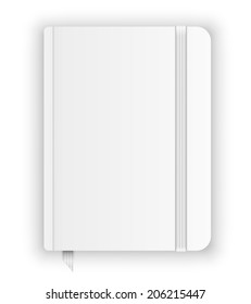 Blank moleskin template with elastic band and bookmark. Vector image