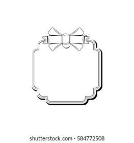 Blank monochrome ribbon banners with contour of label. isolated vector illustration