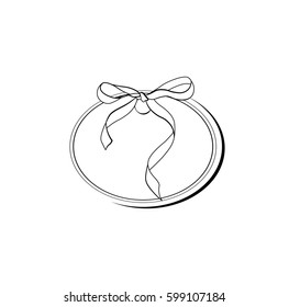 Blank monochrome ribbon banners with contour of label. isolated vector illustration