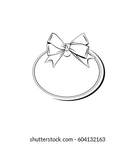 Blank monochrome ribbon banners with contour of label. isolated vector illustration