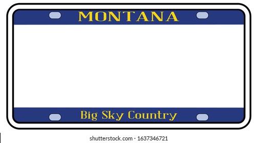 Blank Montana state license plate in the colors of the state flag over a white background