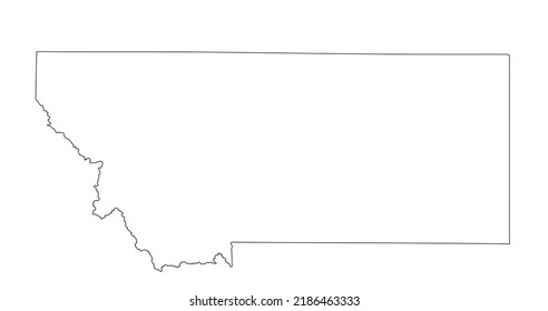 Blank Montana vector map silhouette illustration isolated on white background. High detailed illustration. United state of America country. Empty editable Montana line contour map.