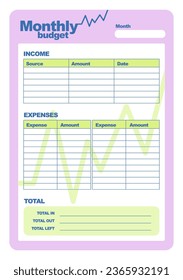 Blank monthly budget template, printable A4