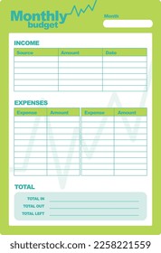 Blank moonthly budget template tracker