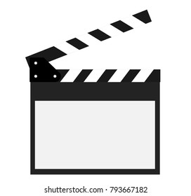 Blank movie clapper isolated on white background. Shown slate board.Realistic movie clapperboard. Clapper board isolated on white with clipping path included. image for objects and illustration.