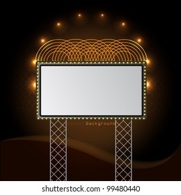 Blank movie, theater or casino marquee with neon lights