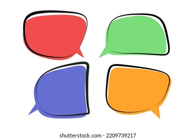 blank multi color speech bubbles, thinking balloon set on green background Conceptual image about communication and social media, customer feedback